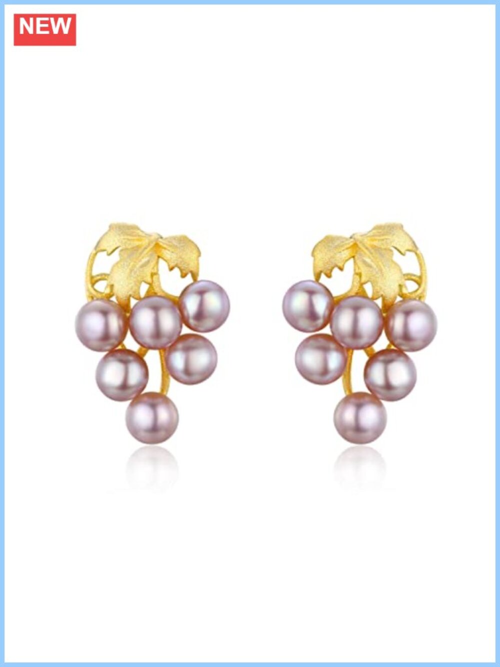 Sterling Silver Vermeil Freshwater Pearl Grape Cluster Stud Earrings